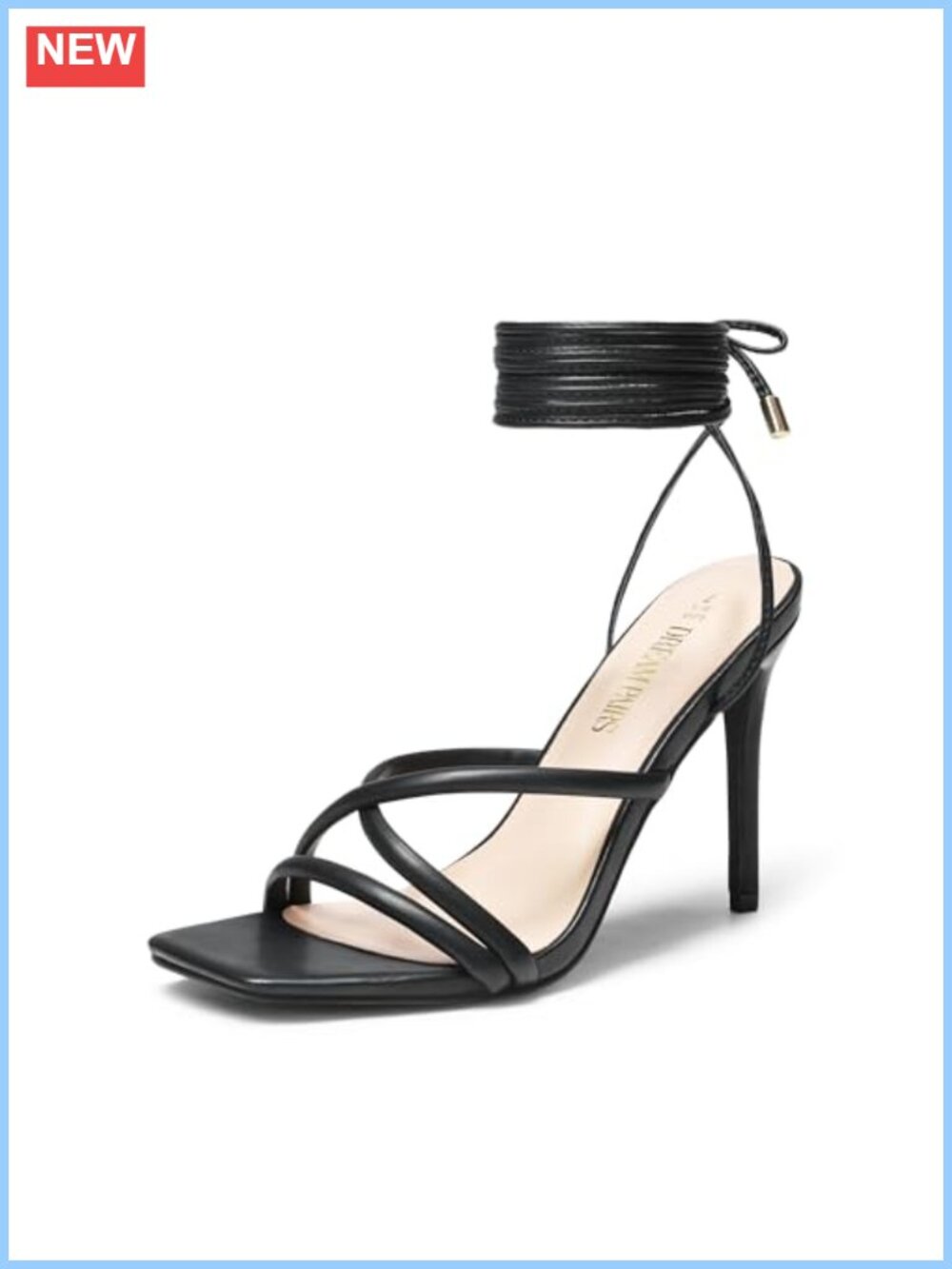 Strappy Lace Up Heeled Sandals Square Open Toe Stiletto Prom Party Date Shoes